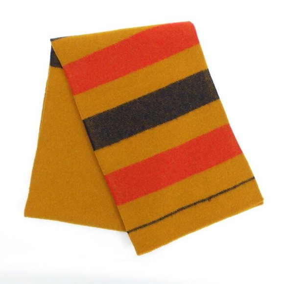 Hermes Hermès Rocabar wool scarf in mustard yellow red and black stripes